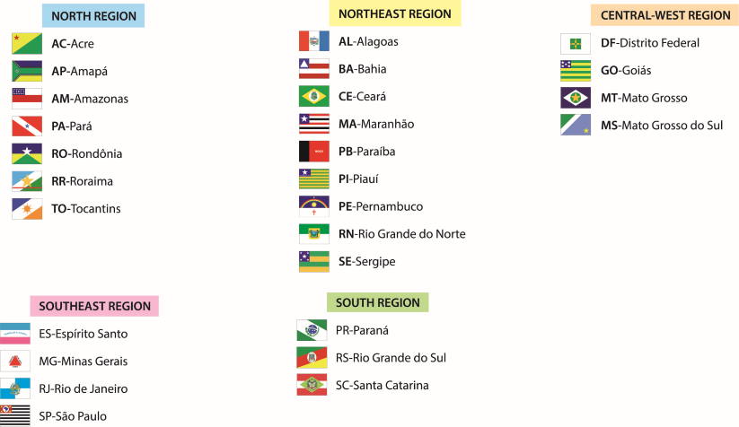 estados do Brasil e bandeiras dos estados