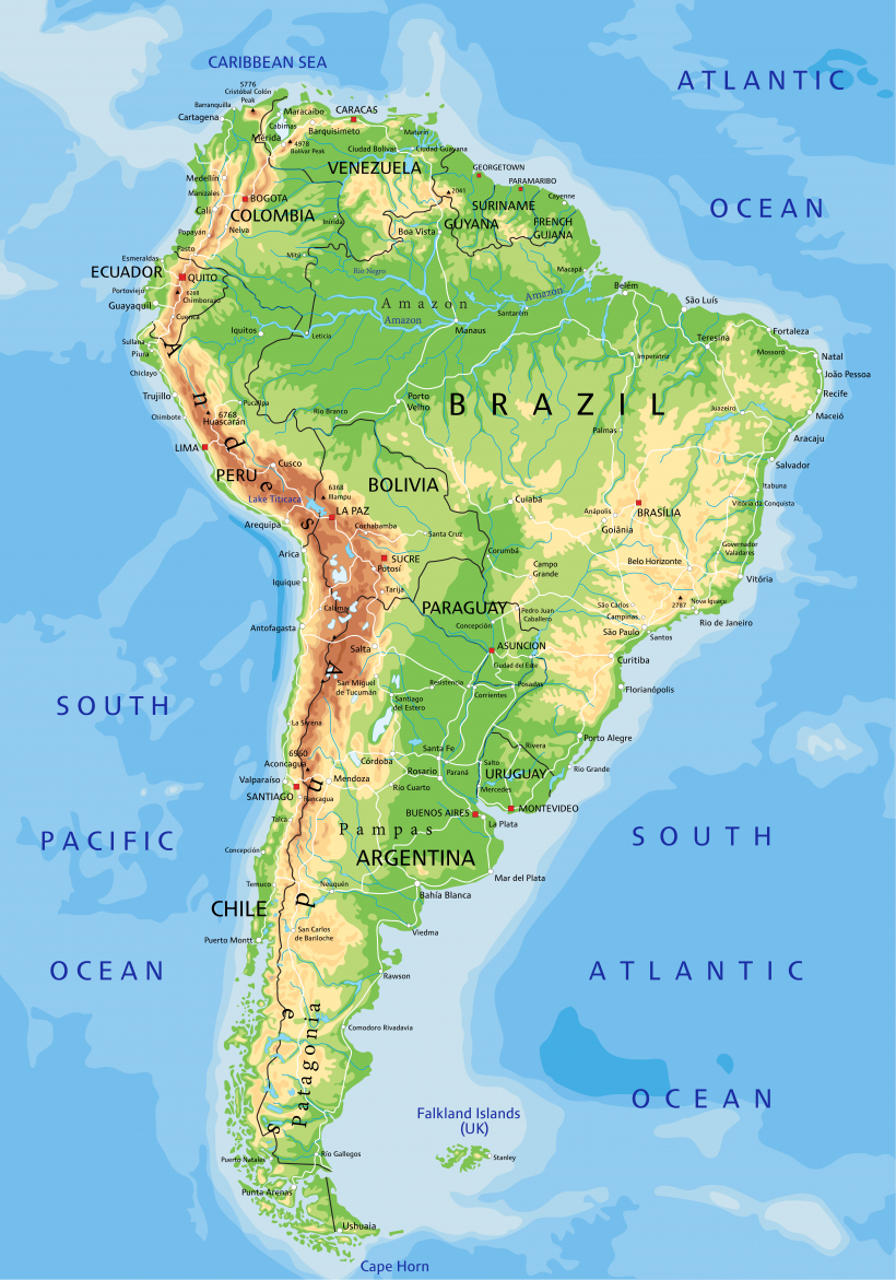 Mapa da américa do sul